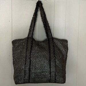 Chic Black Textured Tote Bag